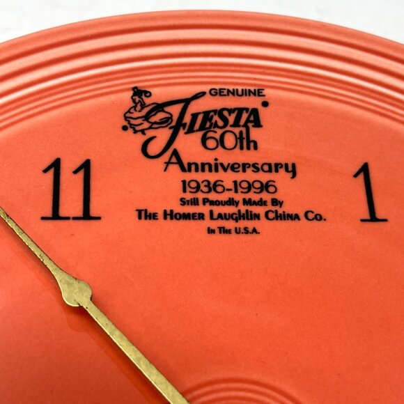 Homer Laughlin 10" Persimmon FIESTA 60th ANNIVERSARY Dinner Plate Wall Clock - Picture 3 of 7